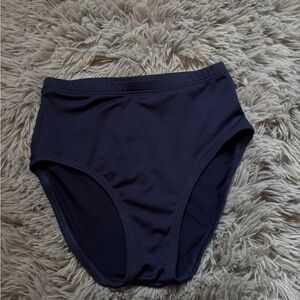 Varsity: Navy Blue High-Waisted Bikini Bottom Spandex - XS